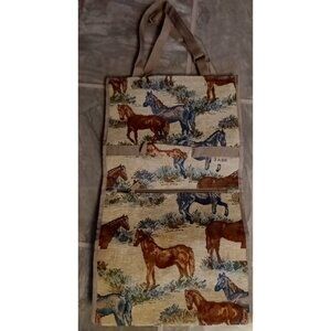 Horse Tapestry Large Rolling Tote Bag Folds Compact for Travel